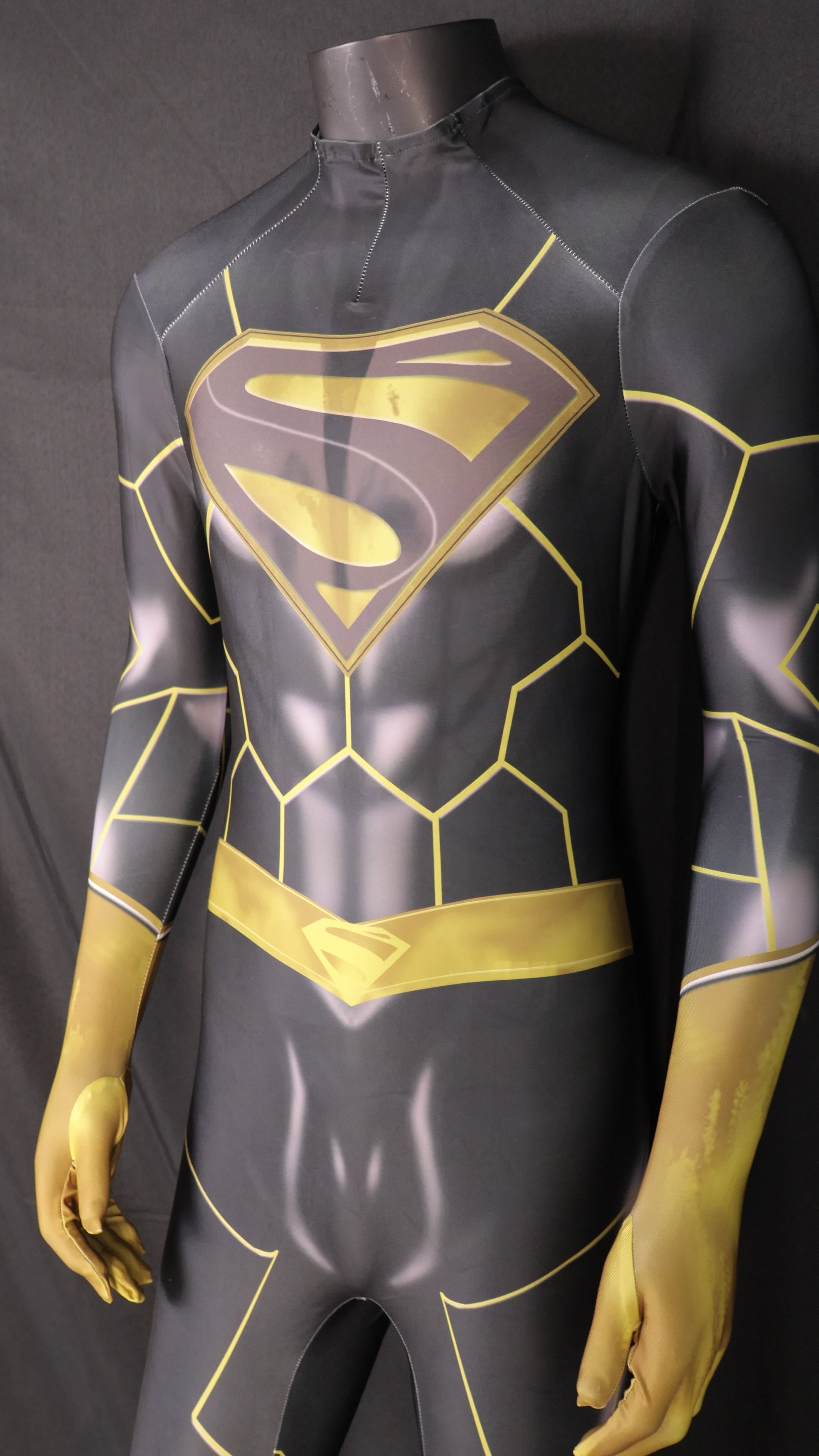 Black and Gold Shield Printed Custom-Sized One Piece Suit for Men