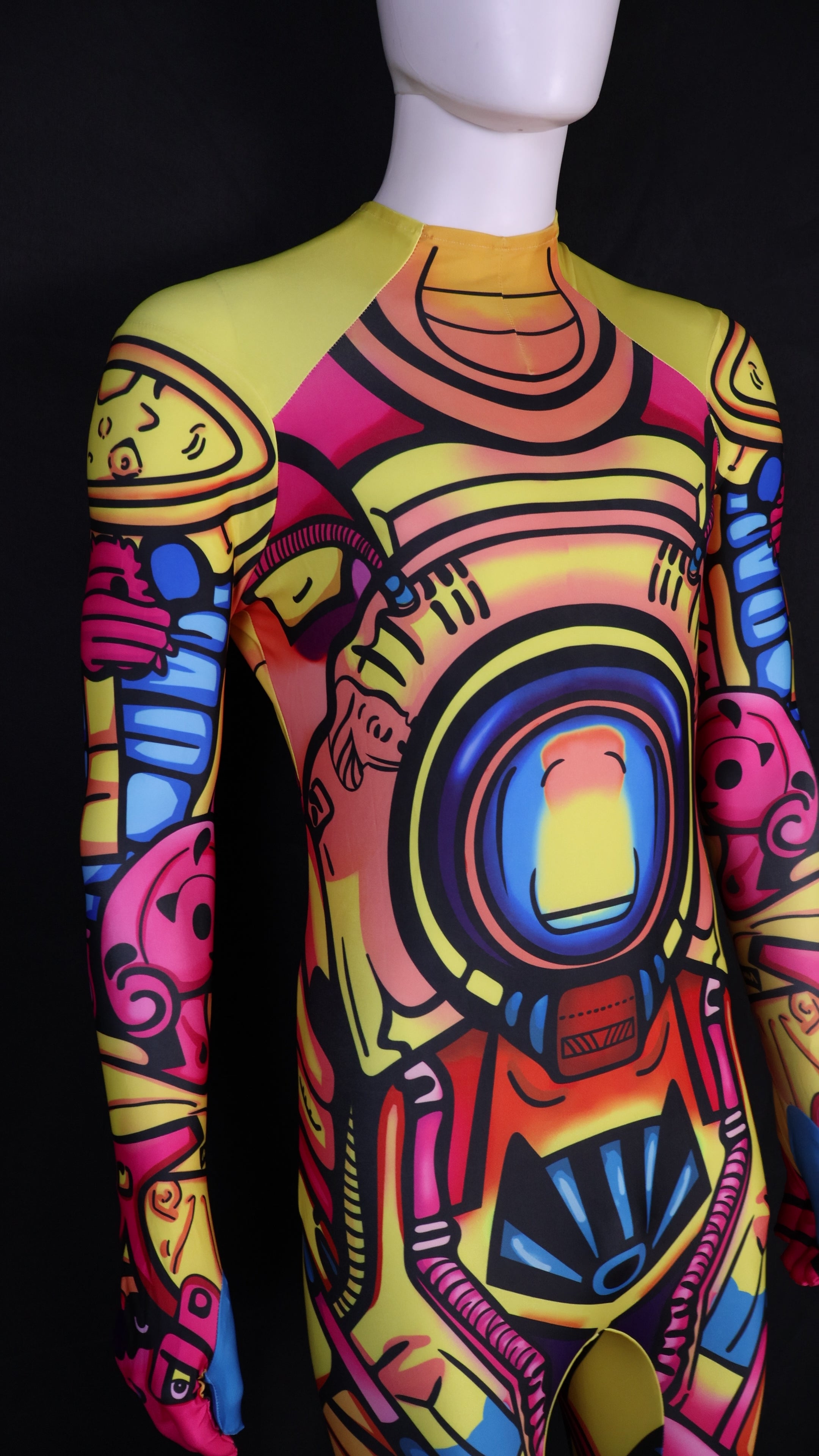 Custom Cosplay Commission Bodysuit for Retro Mecha Bot Men - Yellow Suit