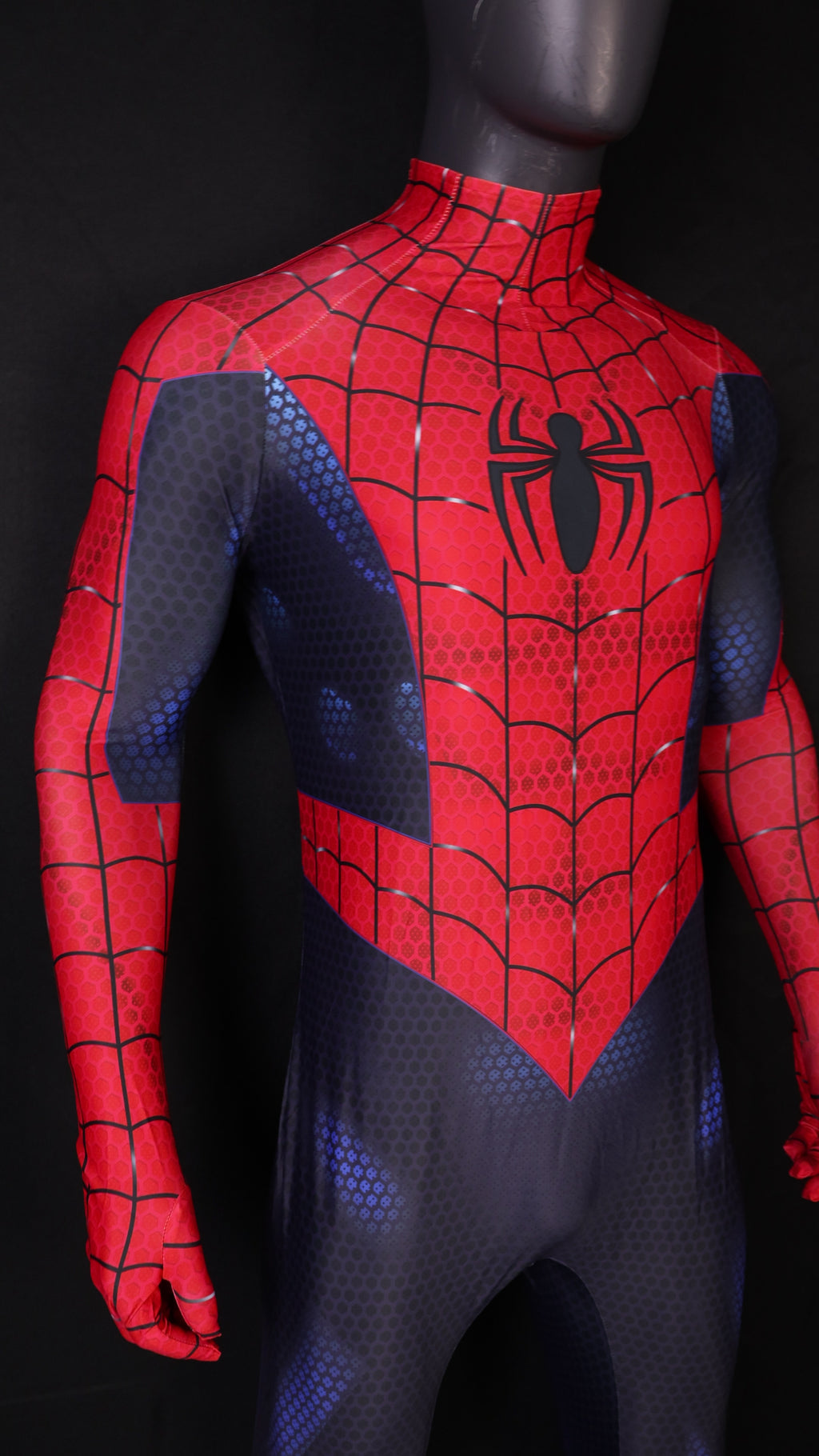 Spandex Bodysuit Webbed Red Dark Indigo Ultimate Spiderman Men Outfit