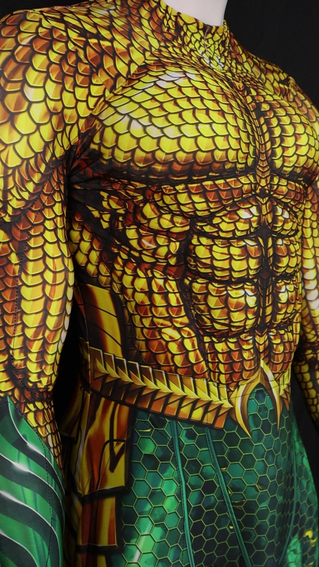 Gold Green Scale Cosplay Coverall - Custom Personalized 3D Lycra Suit