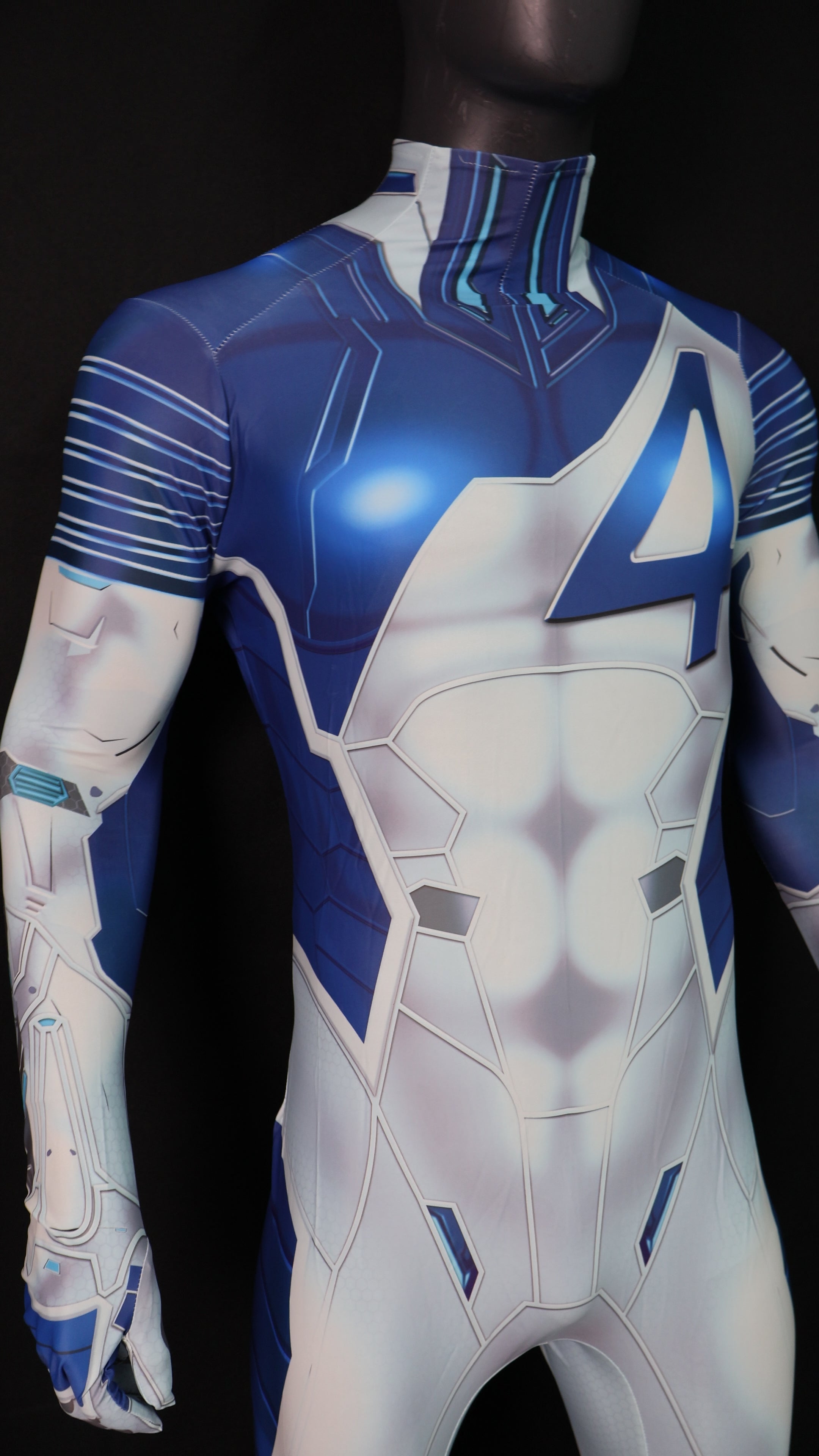 Personalized Rivals Sci-Fi Quartet Suit for Men - Custom Blue & White Hero Bodysuit
