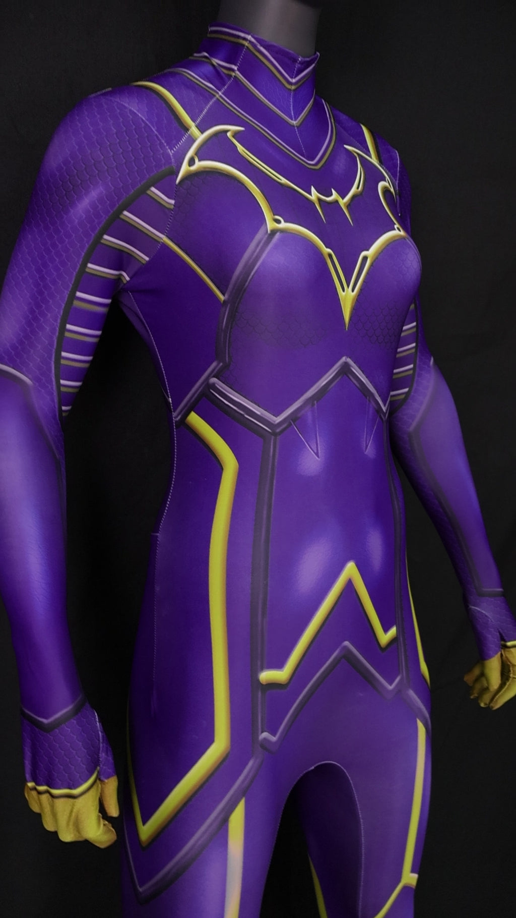 Cosplay Custom Tailored Women Batgirl Purple Yellow Suit