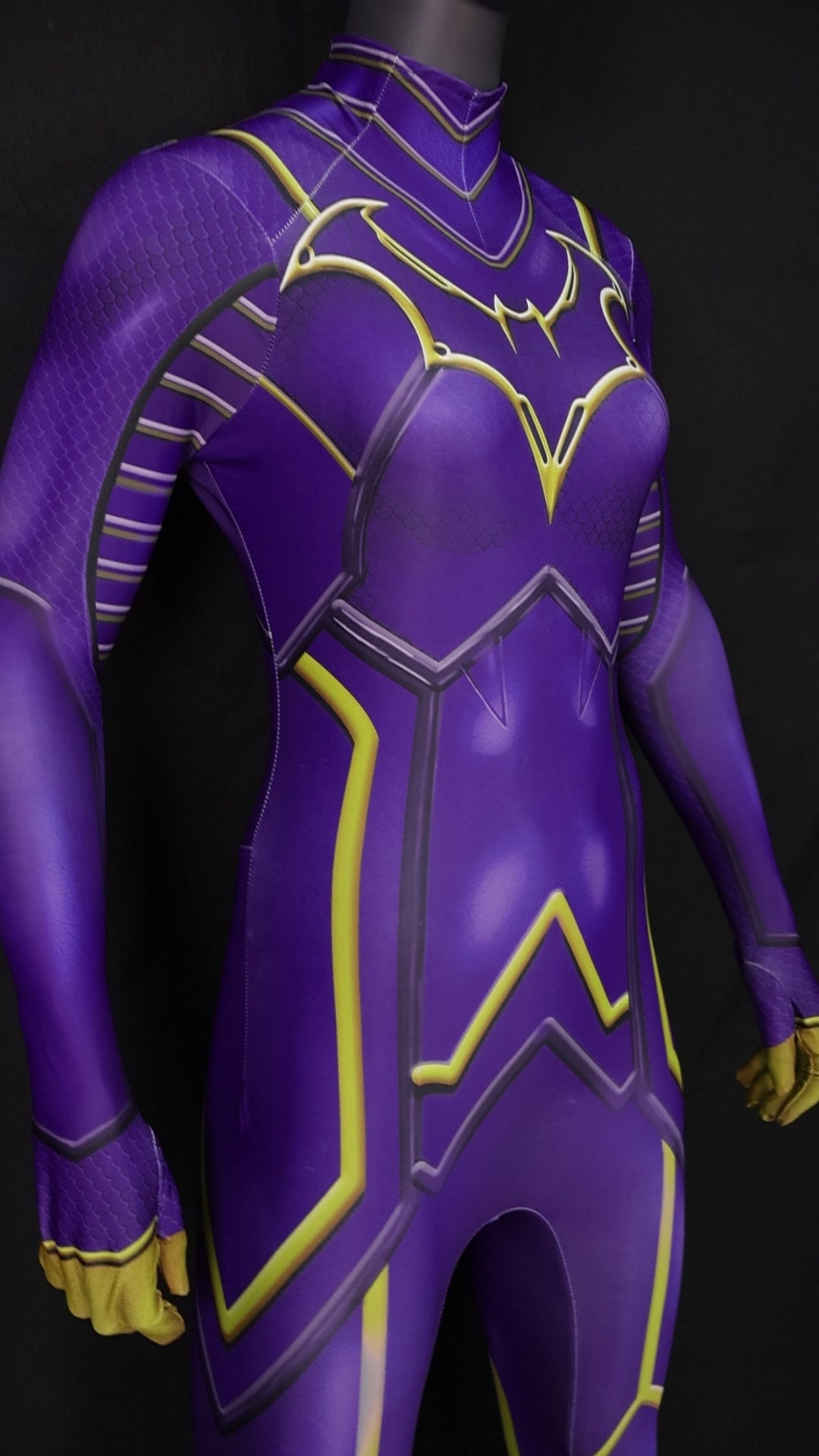 Cosplay Custom Tailored Women Batgirl Purple Yellow Suit