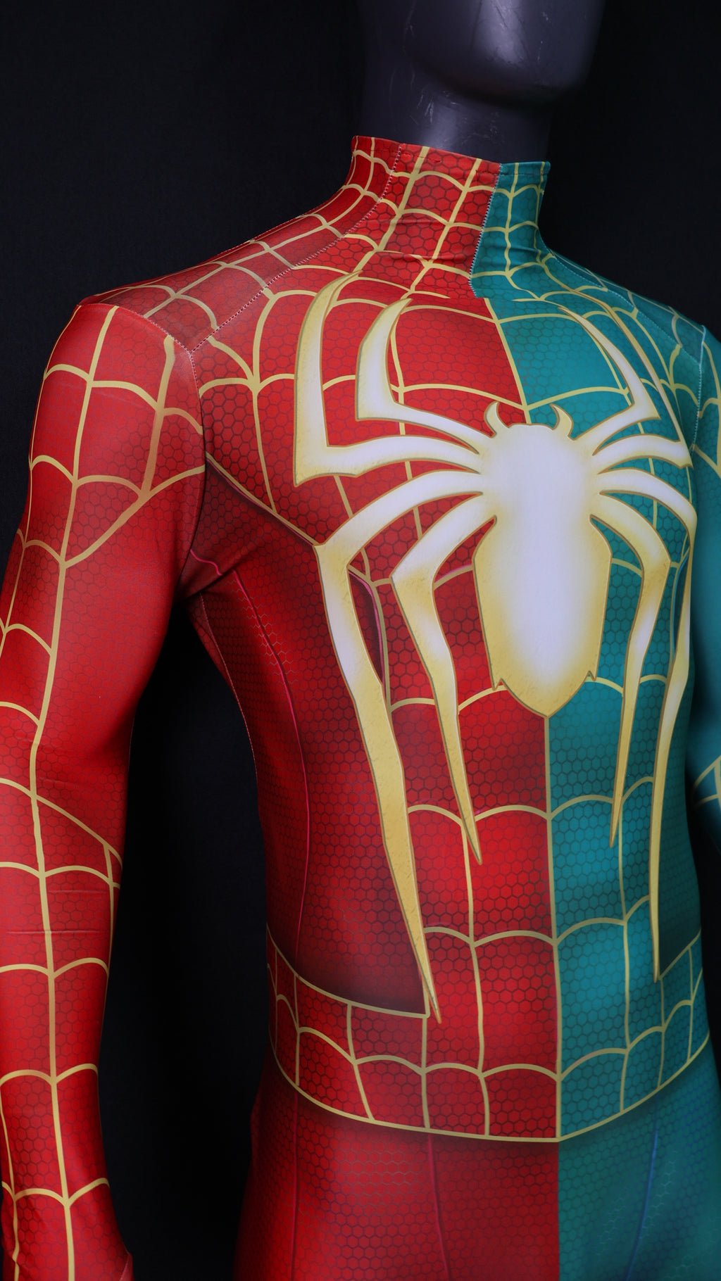 Christmas Spider-Man Red Green Spandex Bodysuit Gold Spider Men Kids Costume