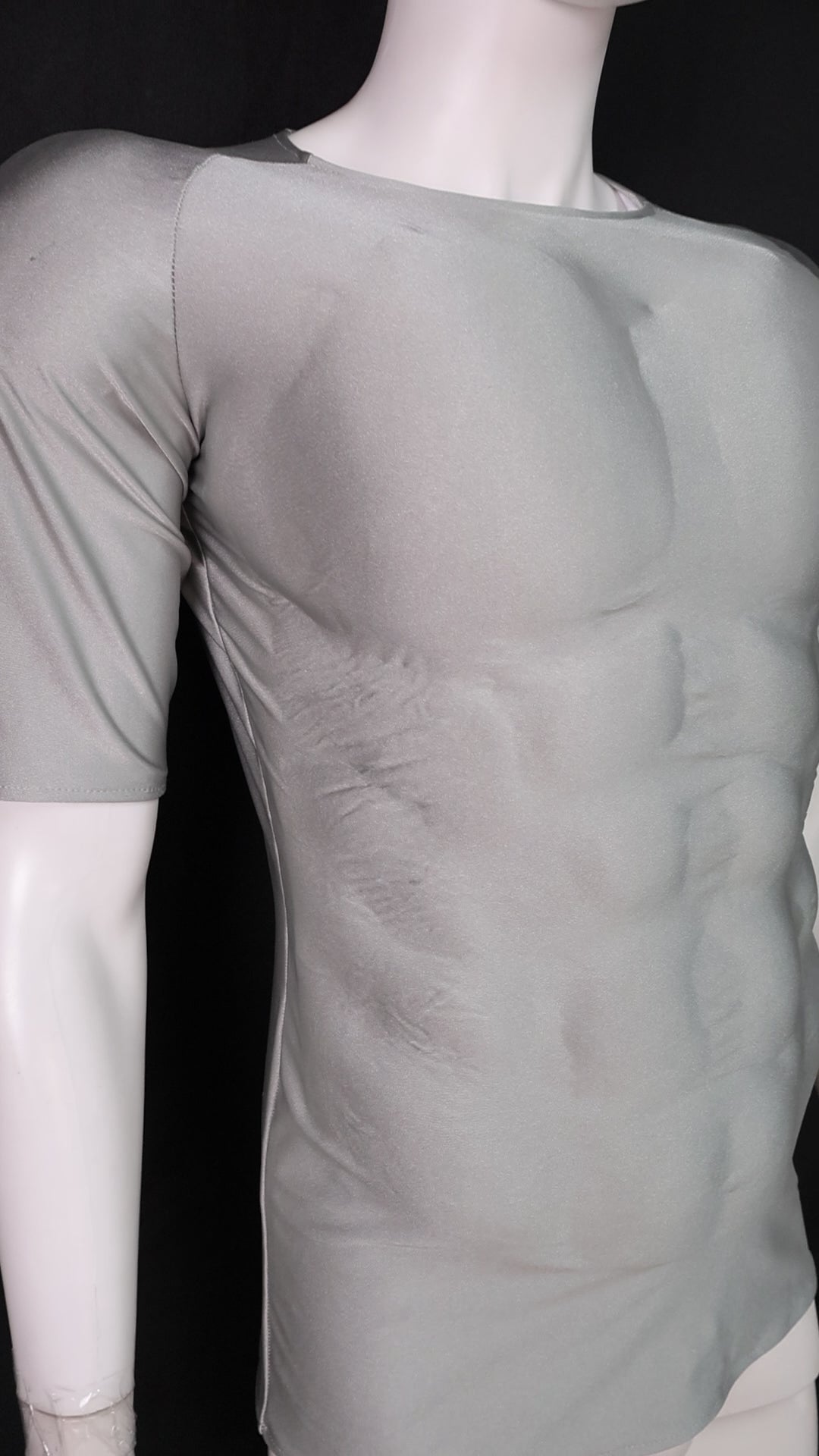 Grey Short Sleeve Muscle T-Shirt - Custom Personalized 3D Lycra Top
