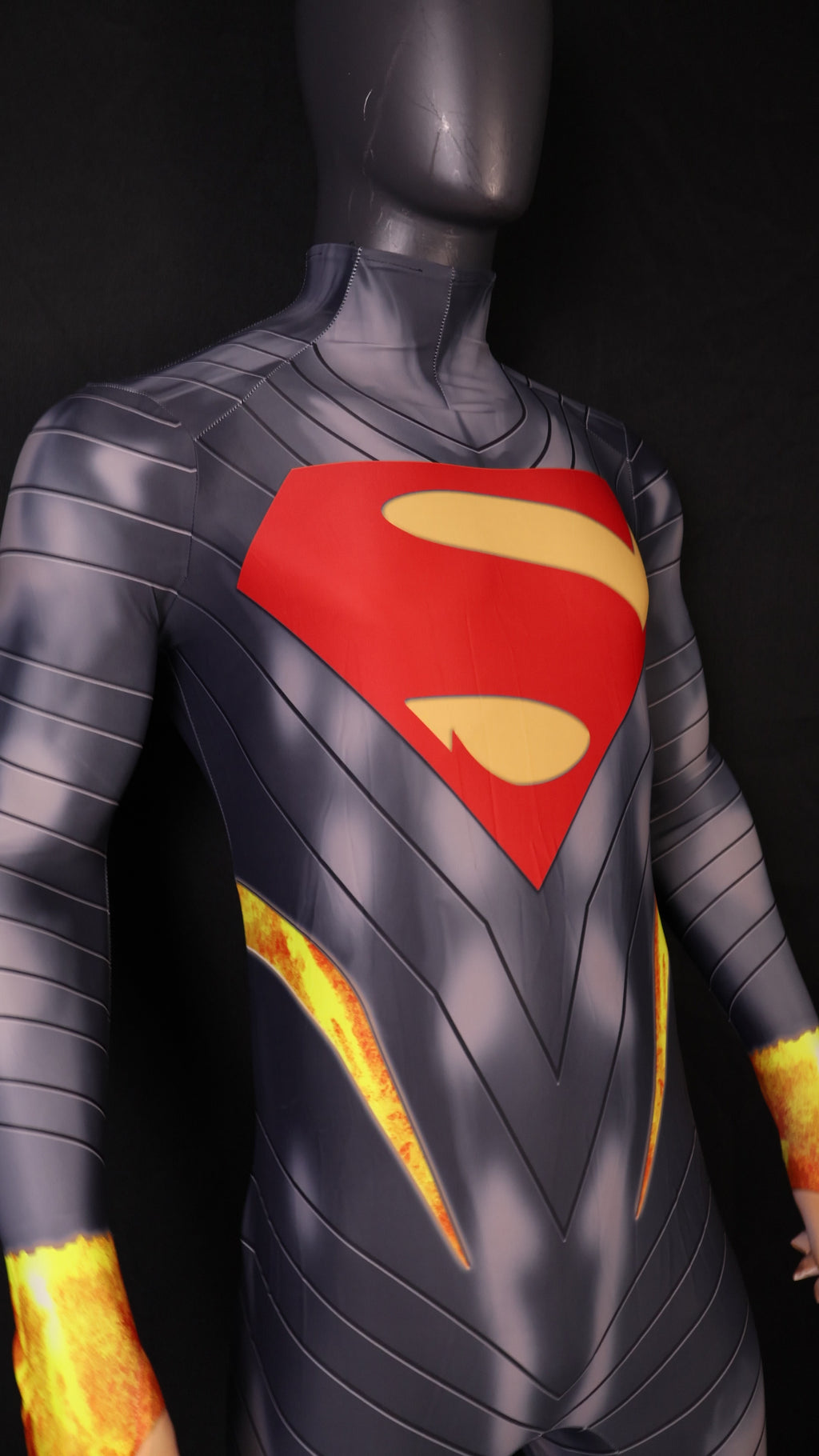 Men Absolute Superman Bold S Shield Charcoal Gray Cosplay Jumpsuit