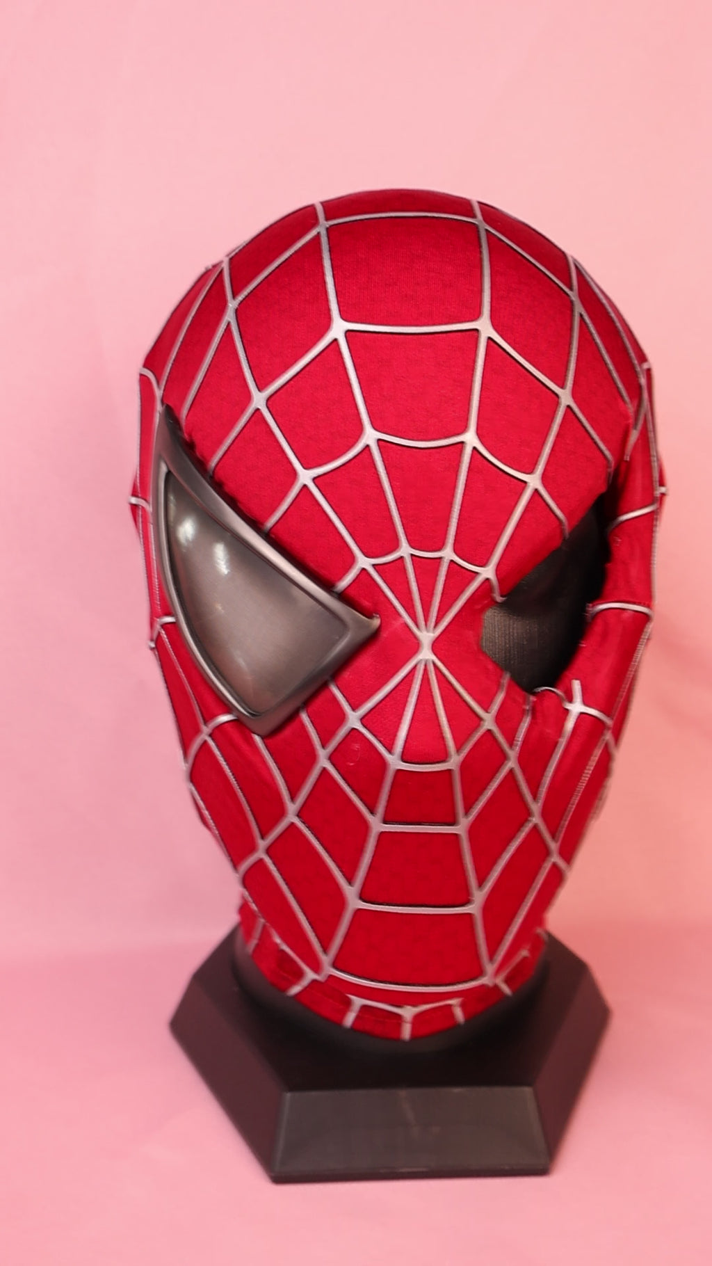 Personalized Red Hero Hood: 3D Raised Silver Web, Custom Faceshell Mask