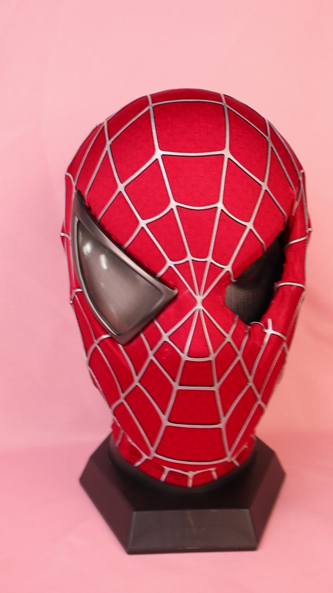 Personalized Red Hero Hood: 3D Raised Silver Web, Custom Faceshell Mask