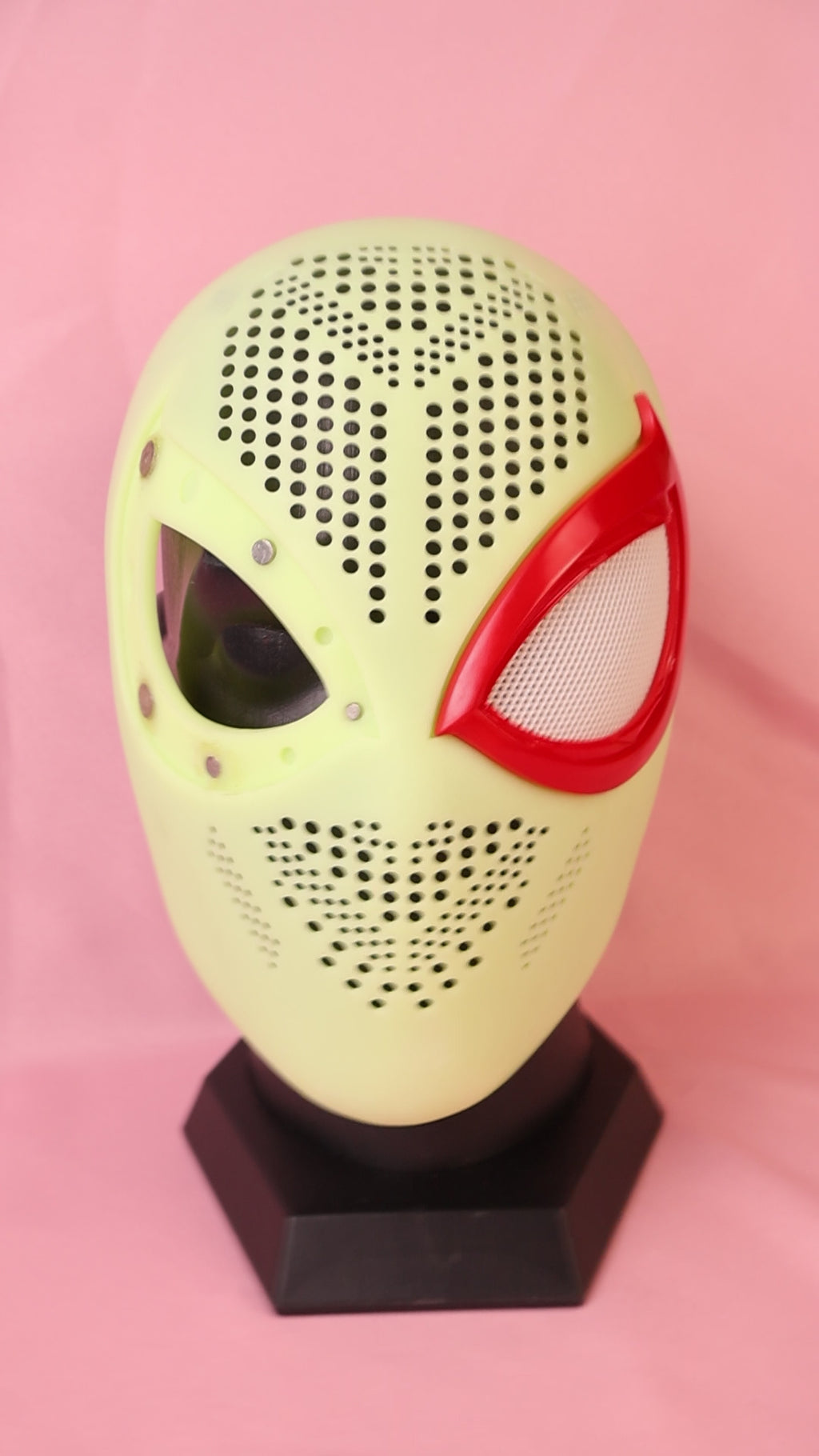 Vibrant Red Lens Spider Mask: PVC Faceshell, Custom Personalized Hood