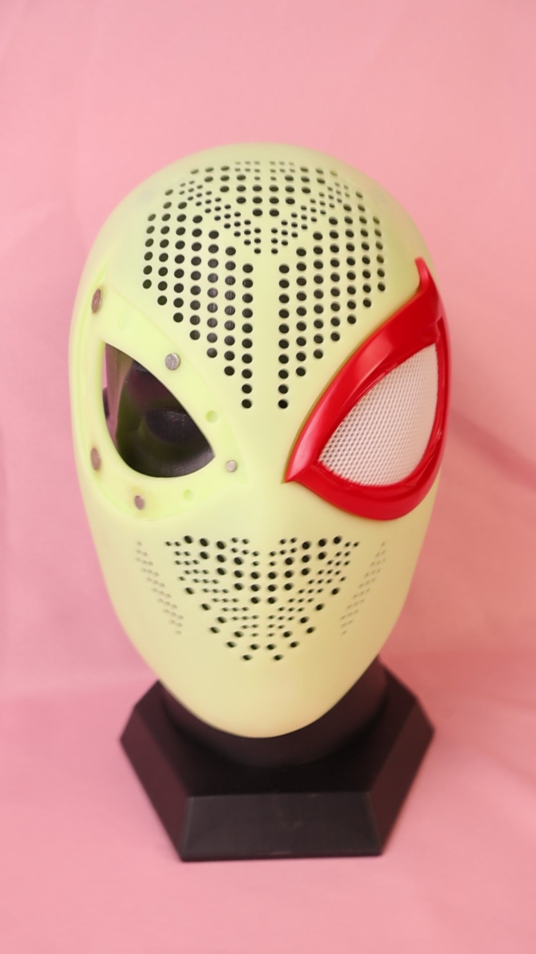 Vibrant Red Lens Spider Mask: PVC Faceshell, Custom Personalized Hood