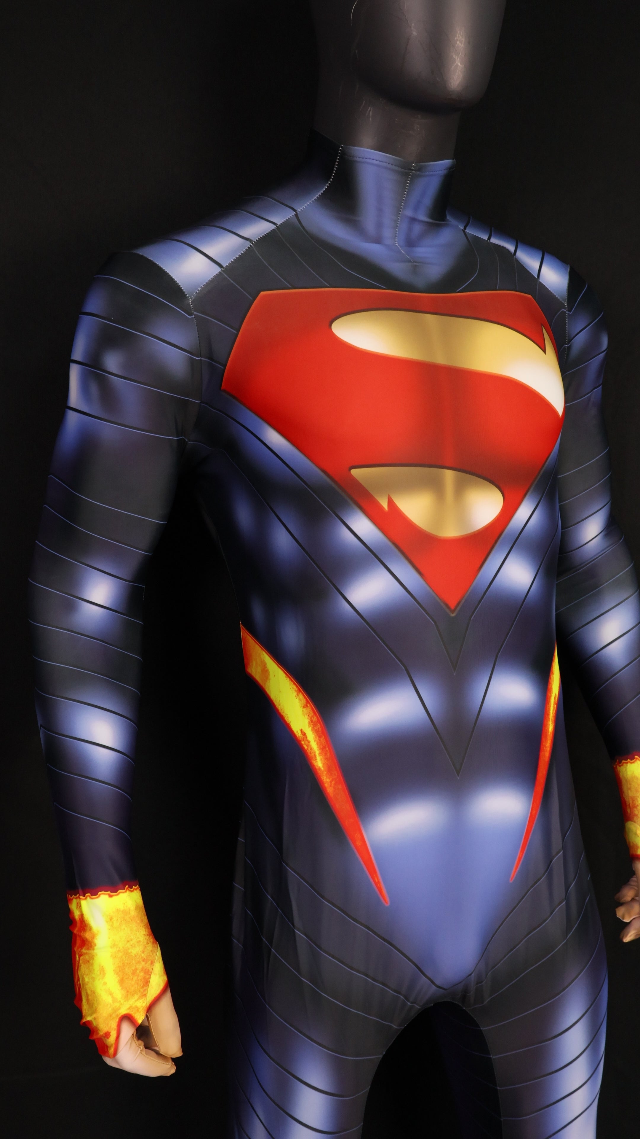Absolute Superman Dark Blue Hero Costume Classic Emblem Male Bodysuit
