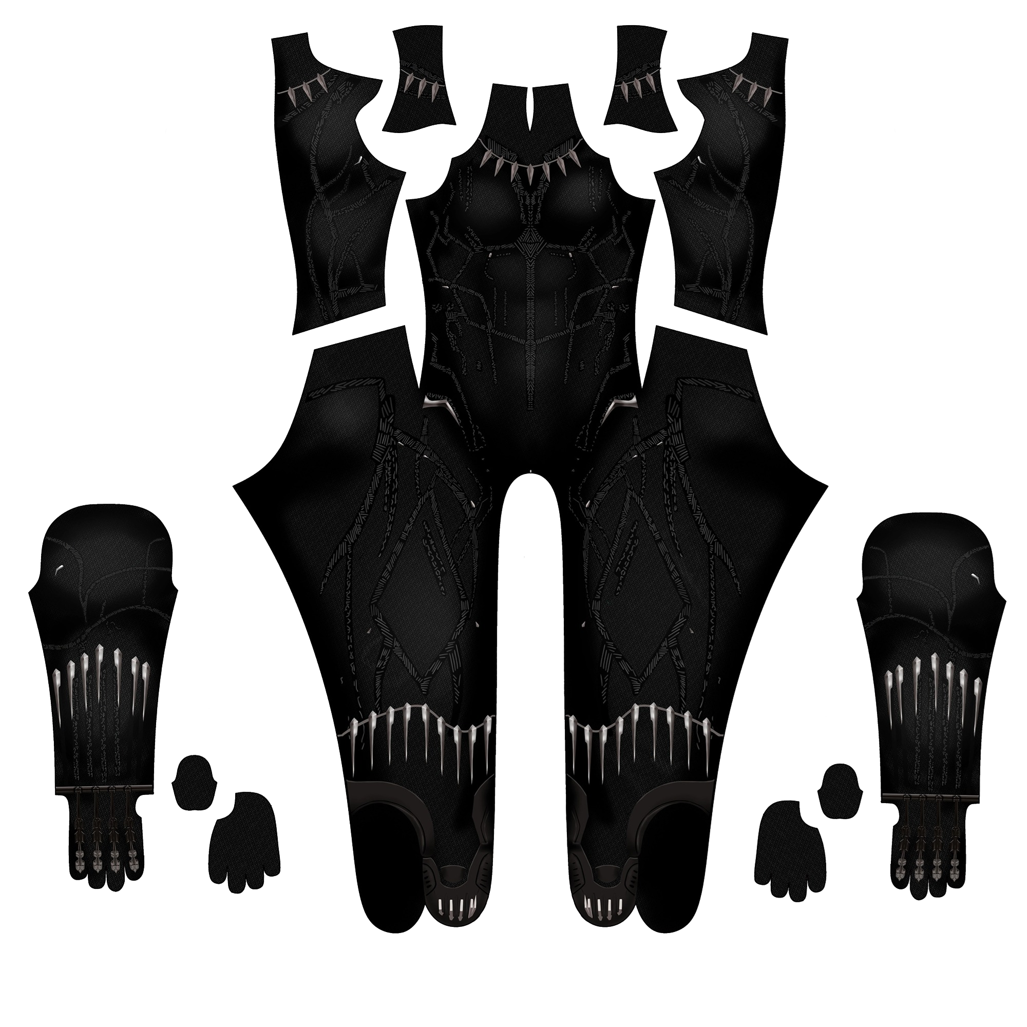 Custom Cosplay Commission Bodysuit for Dark Panther Men - Black Shadow Suit