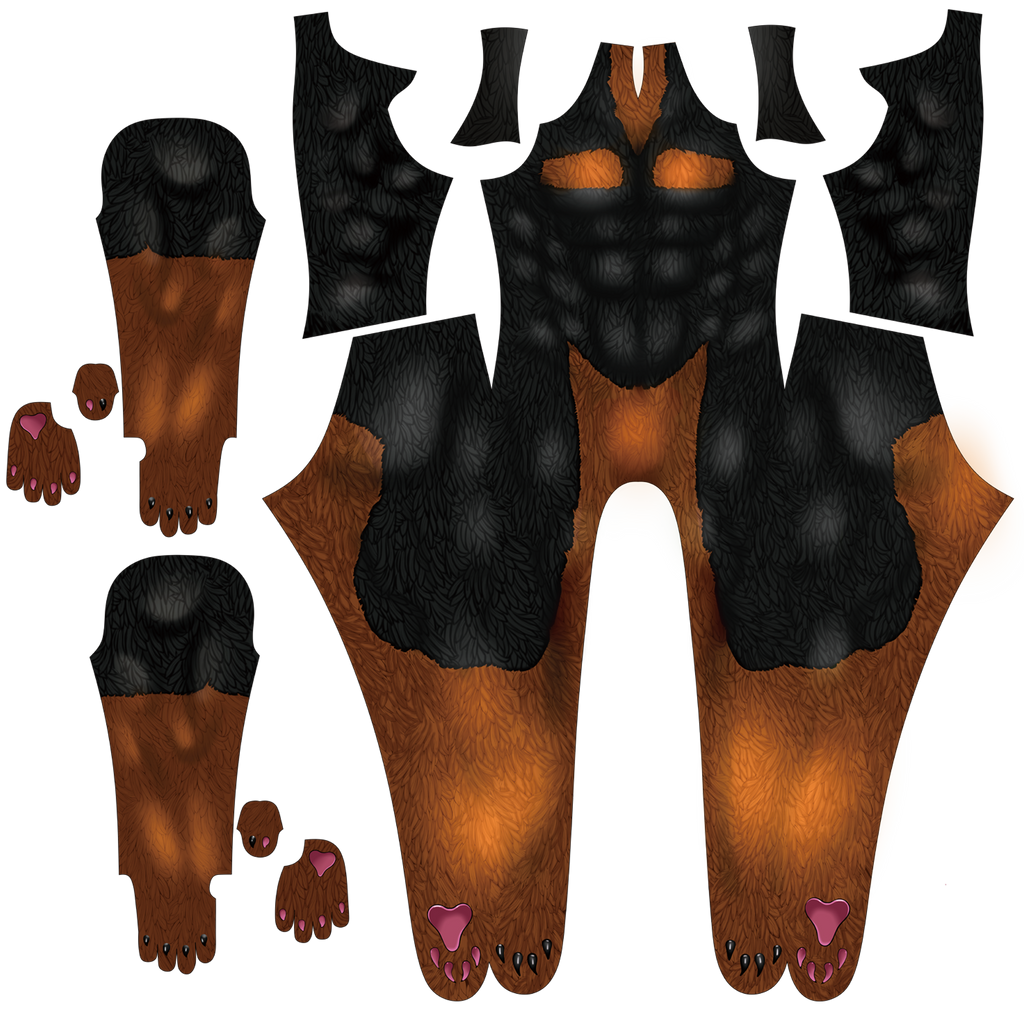 Custom Cosplay Commission Bodysuit for Toon Doberman Men - Black Orange Suit