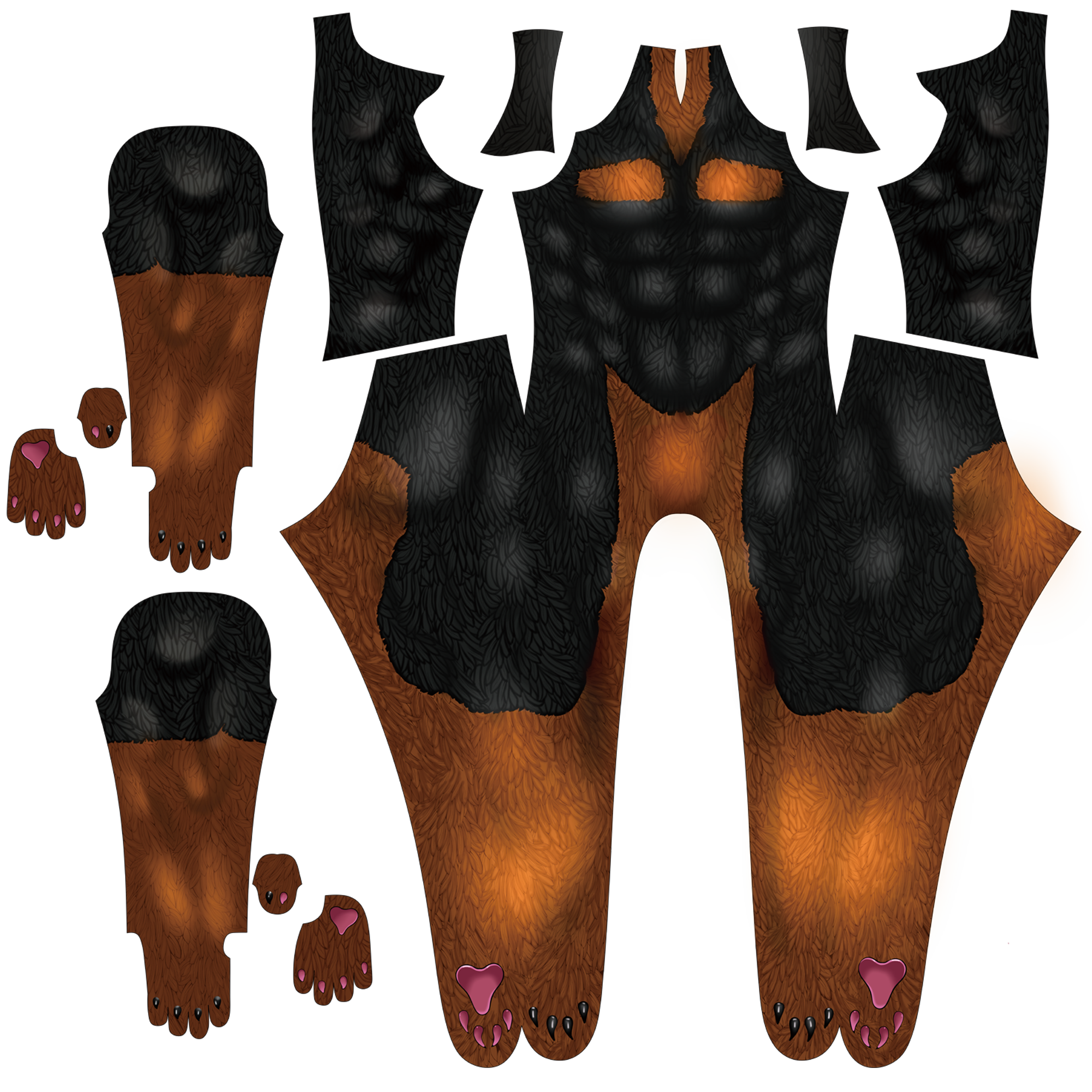 Custom Cosplay Commission Bodysuit for Toon Doberman Men - Black Orange Suit