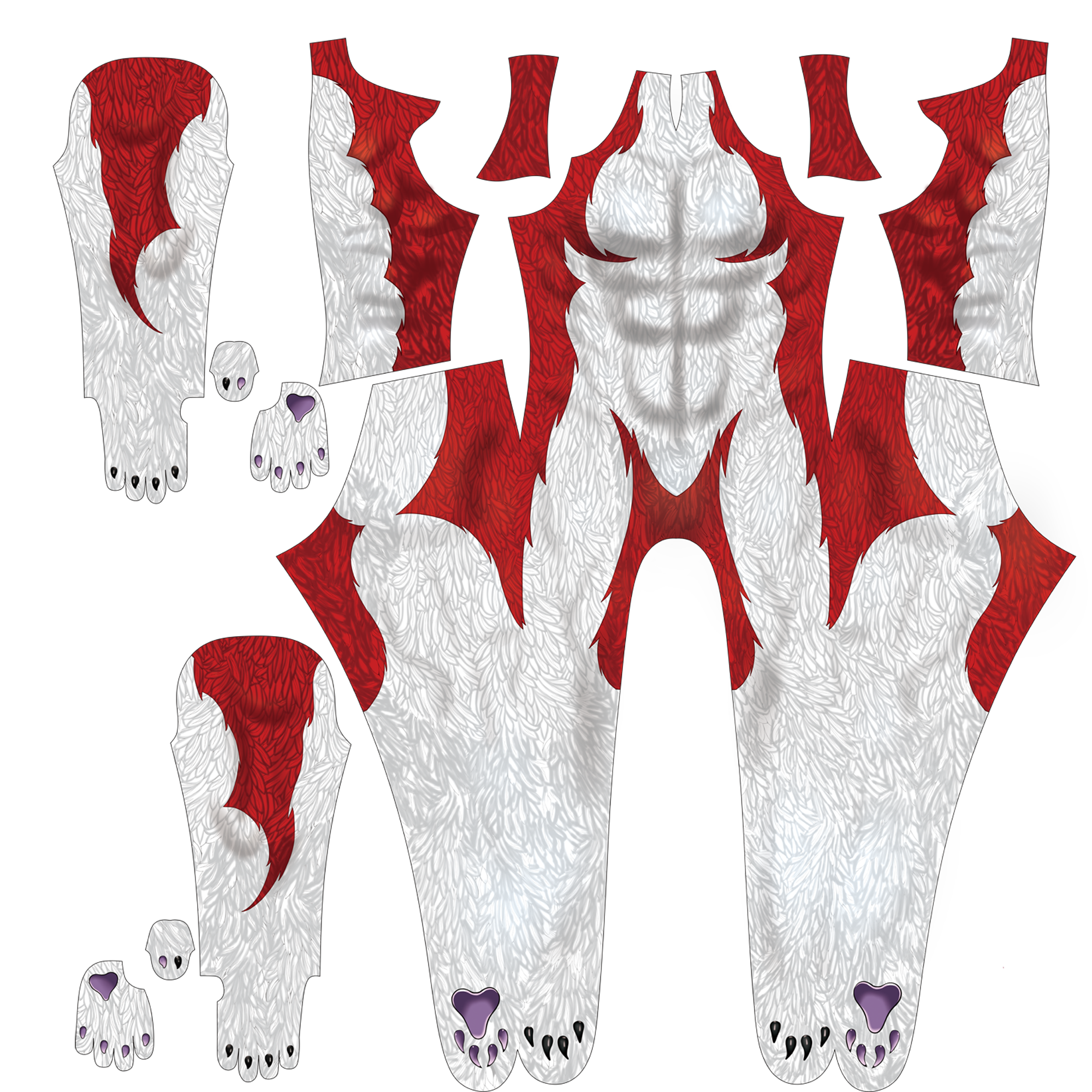 Toon-Red-Wolf-Preview Spandex Bodysuit Muscle Shading for Men Kids Wolf Cosplay